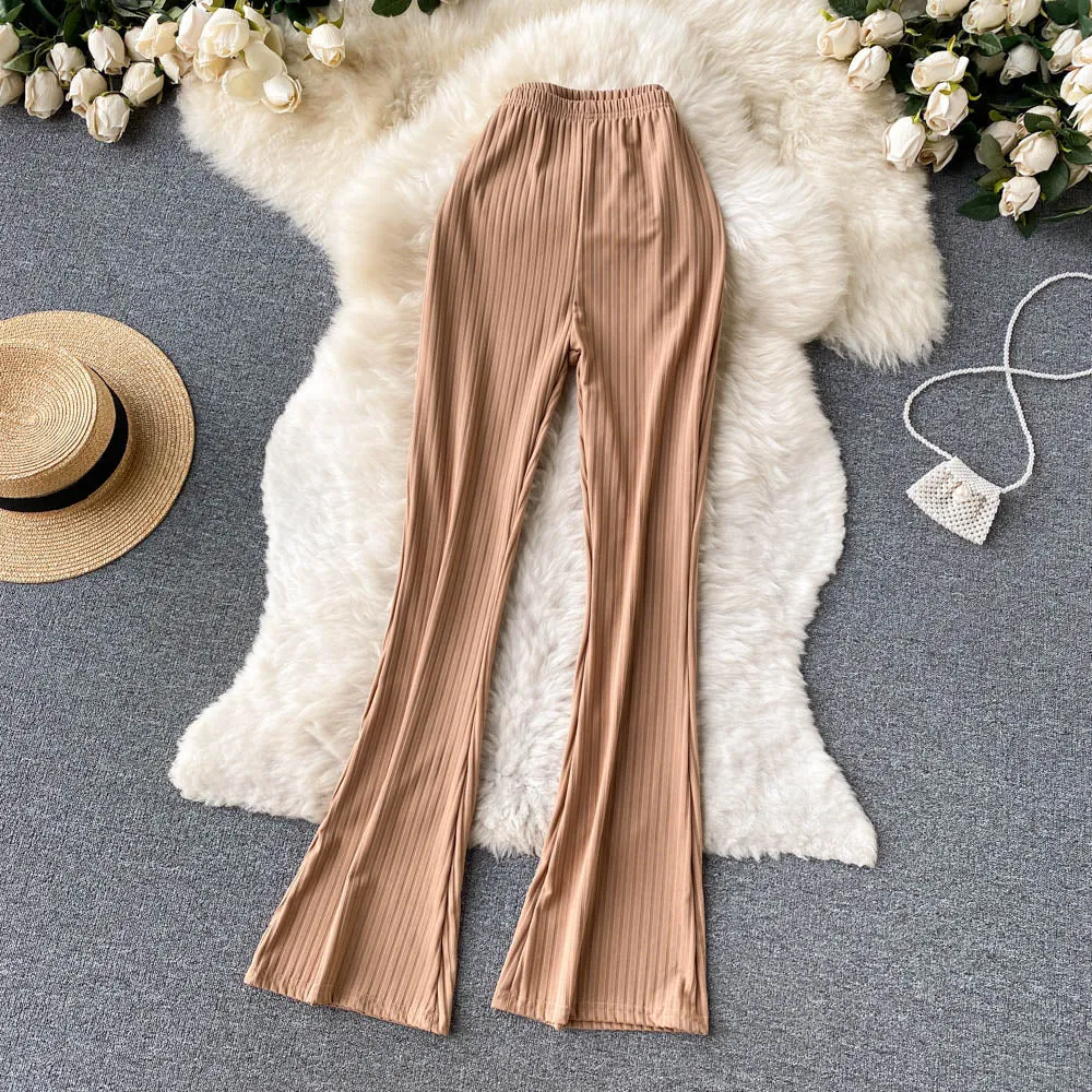 Stylish Candy-colored Flared Trousers