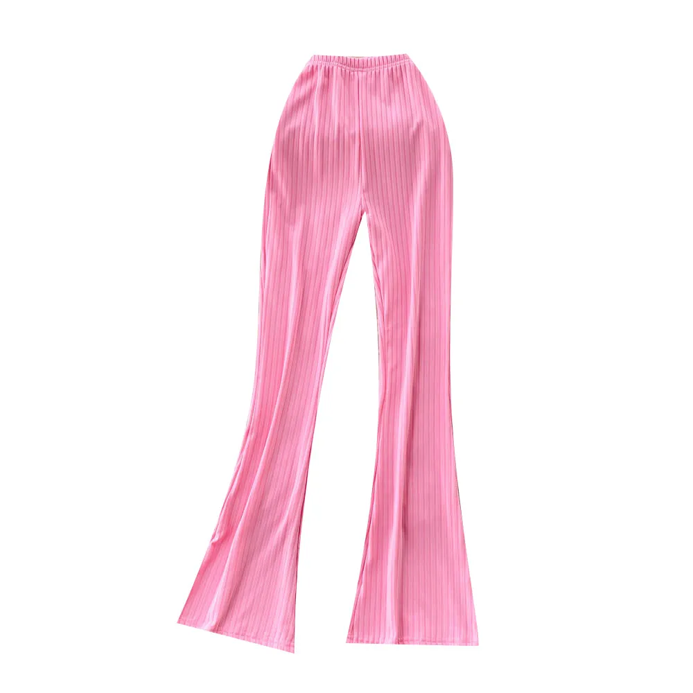 Stylish Candy-colored Flared Trousers