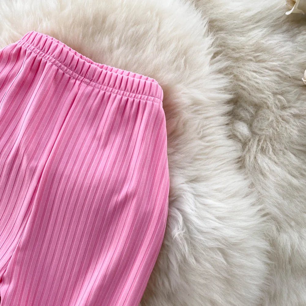 Stylish Candy-colored Flared Trousers