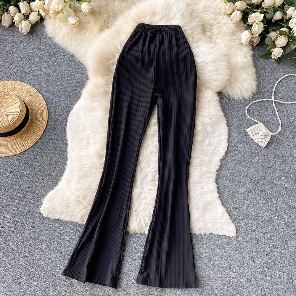 Stylish Candy-colored Flared Trousers