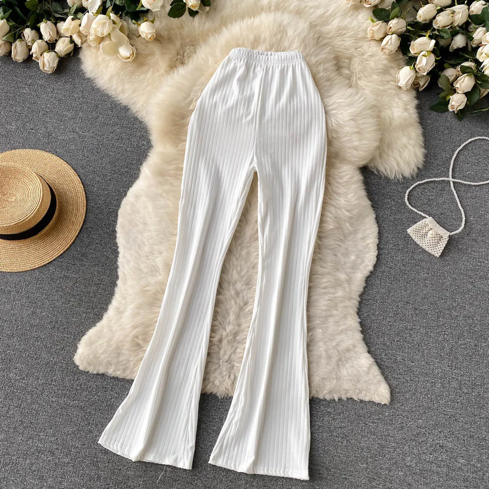 Stylish Candy-colored Flared Trousers