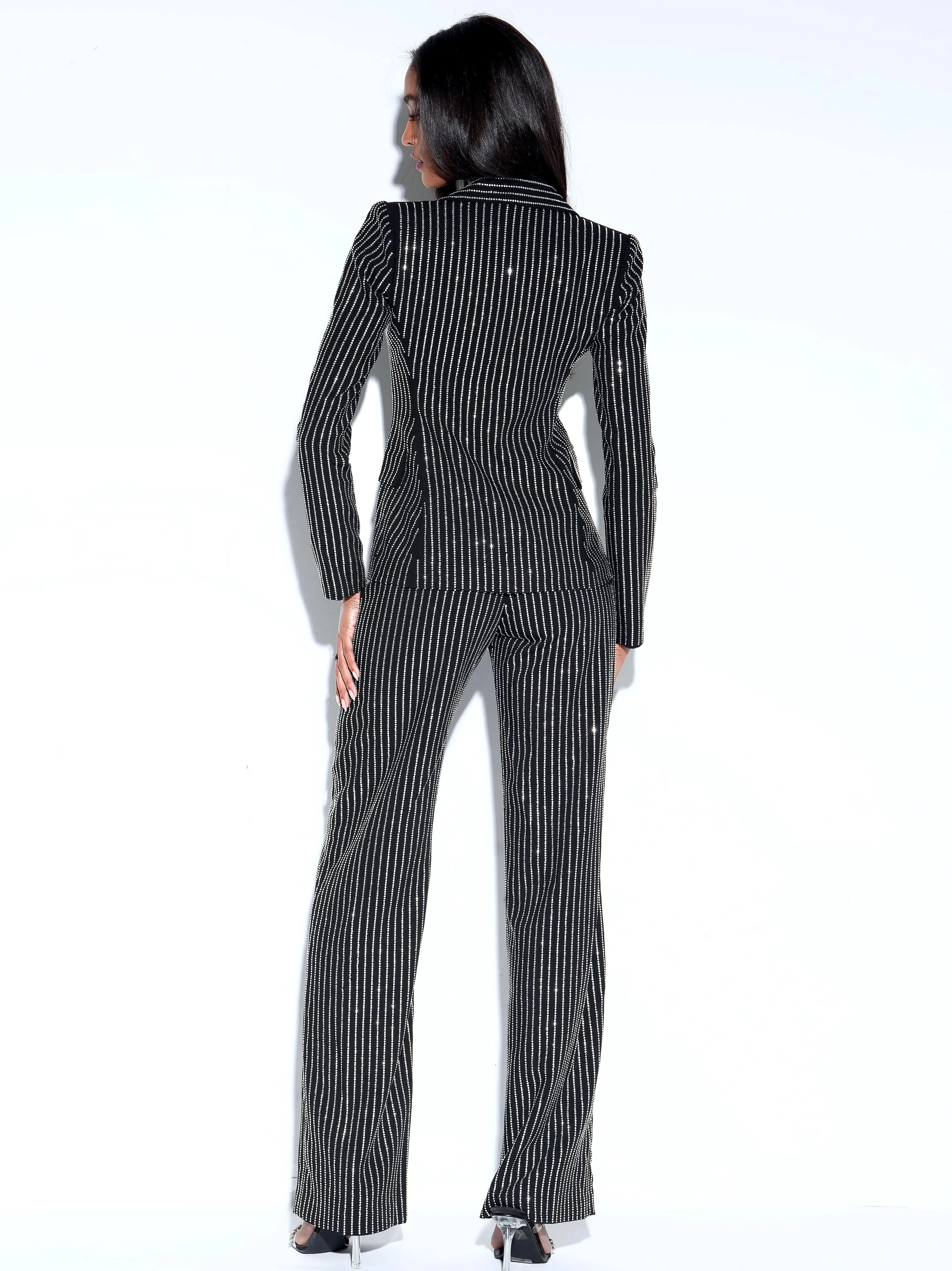 Taelyn Black Stylish Crystal Trousers