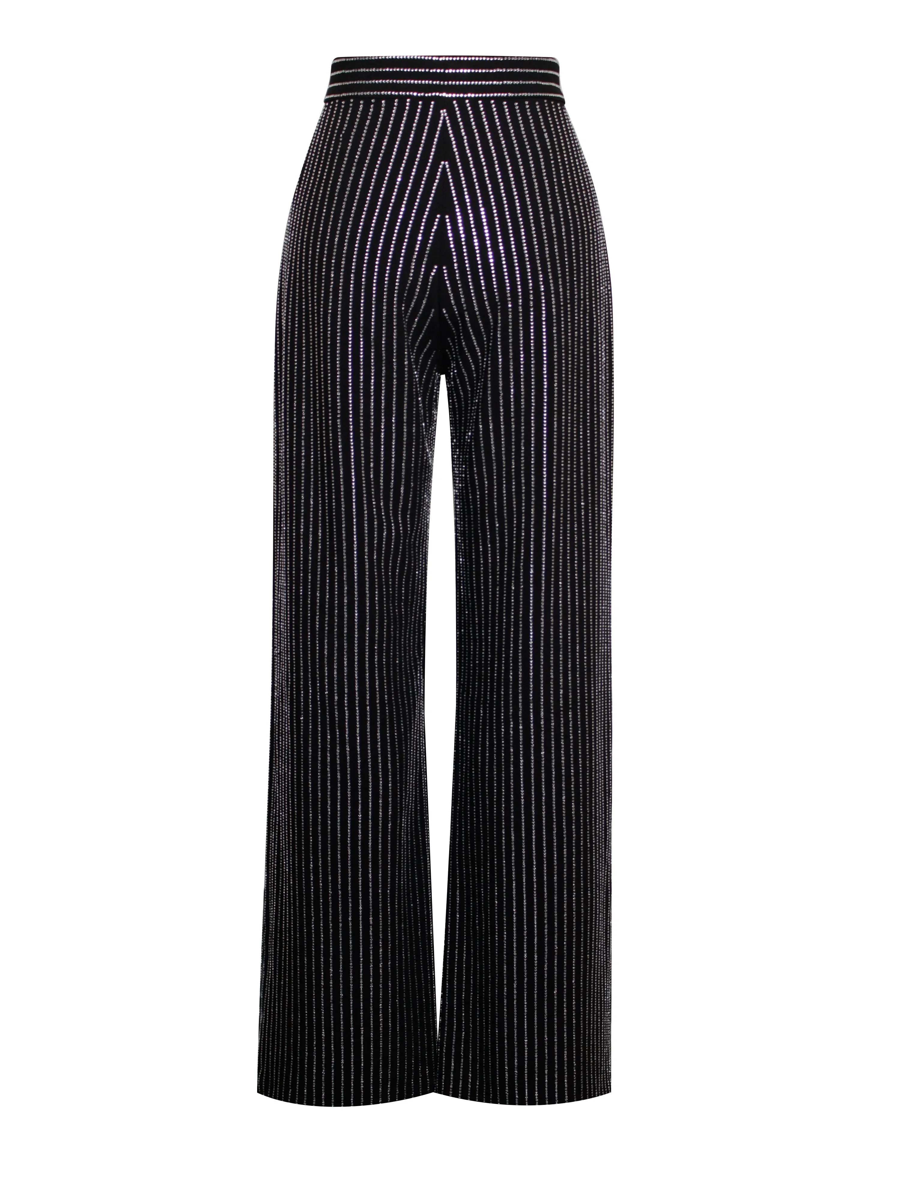 Taelyn Black Stylish Crystal Trousers