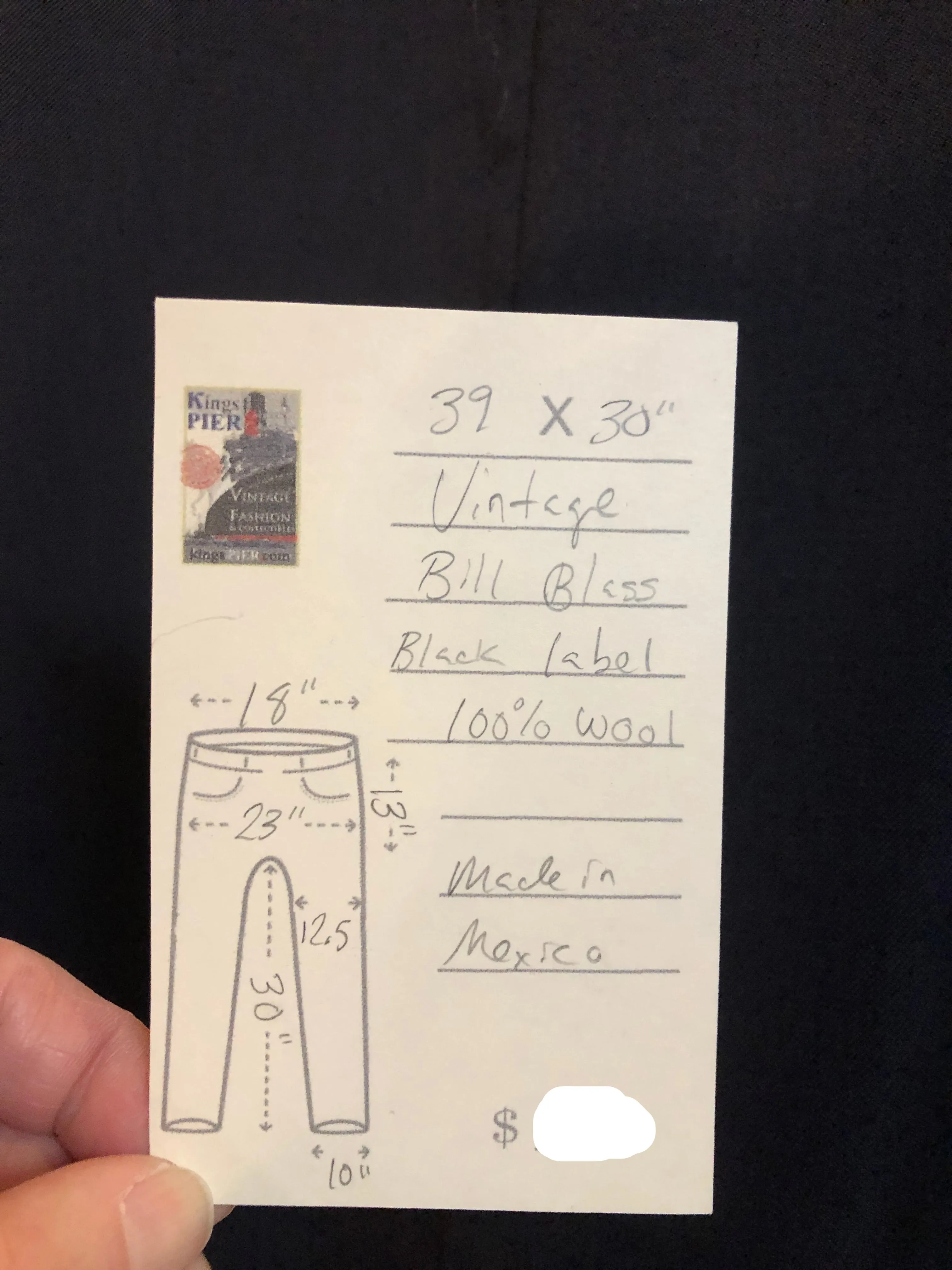 Vintage Bill Blass Black Label Wool Pants, Made in Mexico, 39”x30”