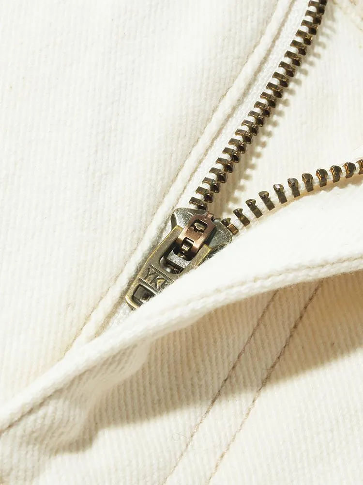 White Cotton Ankle-Length Stove Pipe Jeans