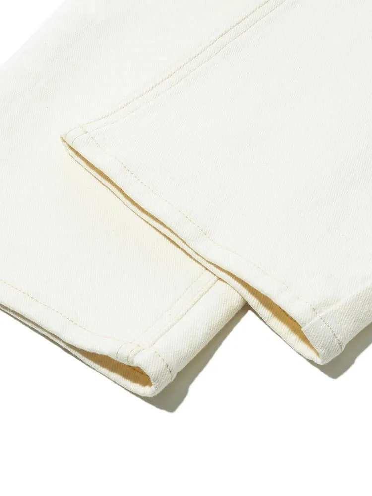White Cotton Ankle-Length Stove Pipe Jeans