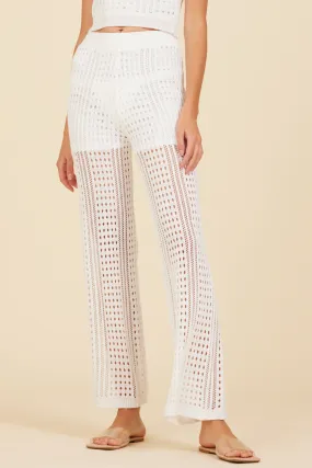 White Knit Wide Leg Pant