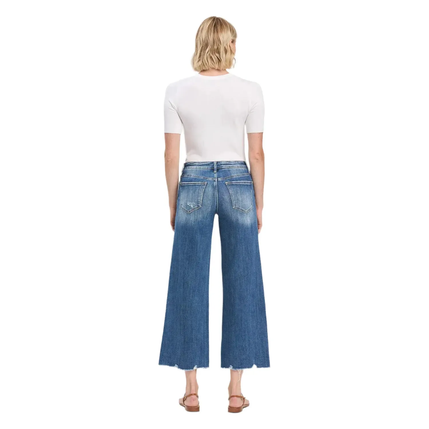 Women's Vervet Mid Rise Raw Hem Wide Leg Jeans LV1246