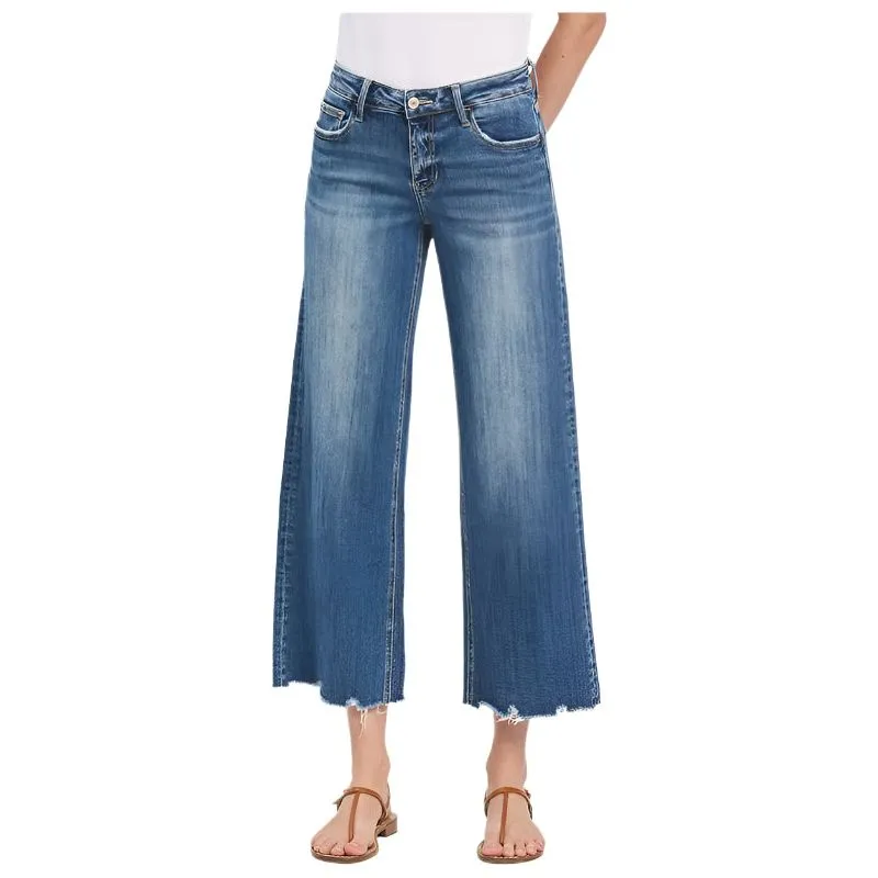Women's Vervet Mid Rise Raw Hem Wide Leg Jeans LV1246