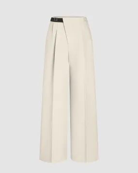 Wrapped Pleated Off White Trouser Without Belt