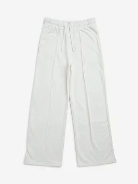 Y&F Kids Off-White Mid-Rise Cotton-Blend Track Pants