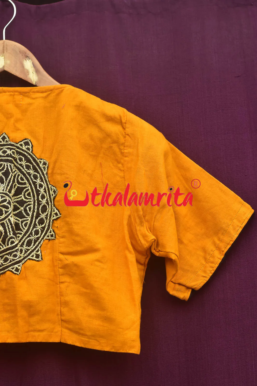 Yellow With Konark Chakra (Blouse)
